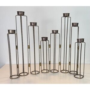 Rustic Hinged Adjustable Metal Tower 8 Votive Candleabra Candle Holder Rustic